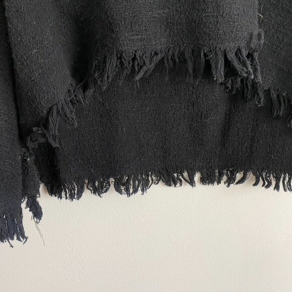 Zara Woman Black Distressed Fringe Bell Sleeve Sweater - Picture 9 of 12